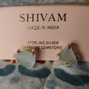 Sterling Silver Rough Topaz Earrings